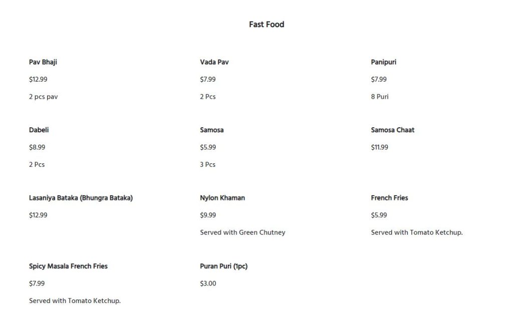Kathiyawadi Menu (Updated February 2024)